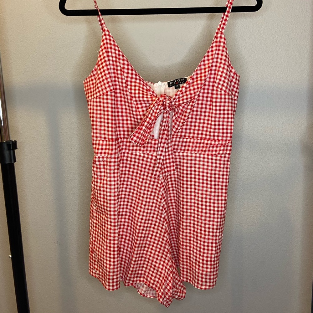Red Checked Bow Tie Romper